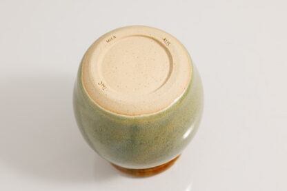 Small Hand Made Wheel Thrown Vase Decorated In Our Rutile Green Base And Floating Orange Cover Glaze 10