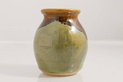 Small Hand Made Wheel Thrown Vase Decorated In Our Rutile Green Base And Floating Orange Cover Glaze 6