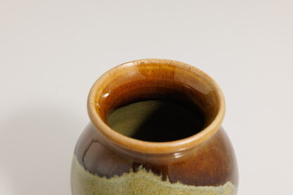 Small Hand Made Wheel Thrown Vase Decorated In Our Rutile Green Base And Floating Orange Cover Glaze 9