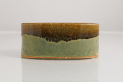 Wheel Thrown & Hand Built Trough Decorated With Our Floating Orange Over Green Glaze 1