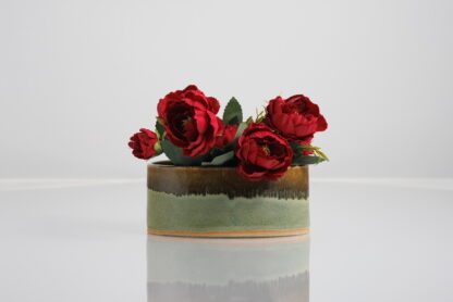 Wheel Thrown & Hand Built Trough Decorated With Our Floating Orange Over Green Glaze 2