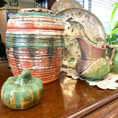 Green White Glazed Red Terracotta Lidded Jar By John De Burgh Perceval AMB Pottery