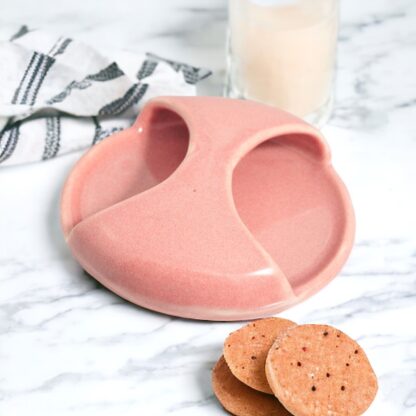 Hand Made Slab Built Small Serving Dish:tray Decorated In Our Pink Glaze On White Clay By Tmc Pottery 224