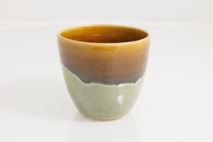 Hand Made Wheel Thrown Small Pottery Vase Decorated With Our Floating Orange Over Green Glaze 33