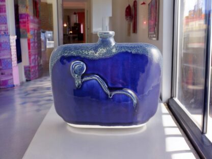 Hand Made Slab Built Pottery Art Bottle Decorated In Our Aussie Kelp Glaze By Tmc Pottery 2240