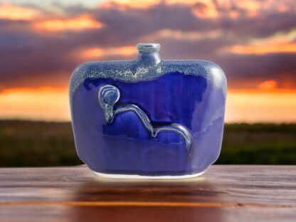 Hand Made Slab Built Pottery Art Bottle Decorated In Our Aussie Kelp Glaze By Tmc Pottery 2242