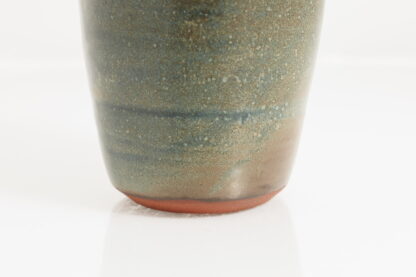 Hand Made Wheel Thrown Oval Shaped Vase Decorated In Our Stonewash Glaze With Our Variegated Green cover Glaze 10