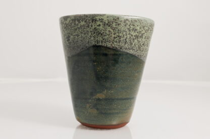 Hand Made Wheel Thrown Oval Shaped Vase Decorated In Our Stonewash Glaze With Our Variegated Green cover Glaze 3