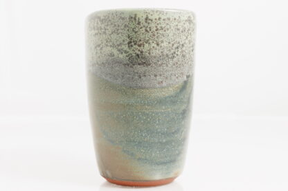 Hand Made Wheel Thrown Oval Shaped Vase Decorated In Our Stonewash Glaze With Our Variegated Green cover Glaze 7