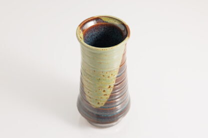 Hand Made Wheel Thrown Twist Pattern Vase Decorated In Our Wacky Wombat Glaze 1