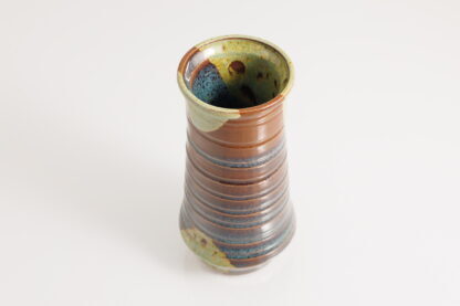 Hand Made Wheel Thrown Twist Pattern Vase Decorated In Our Wacky Wombat Glaze 12