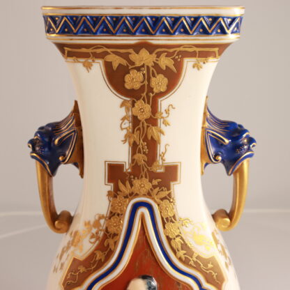 Very Rare Antique Pair Of Japanist Porcelain Vases (english 19th Century 1877) By Royal Worcester891