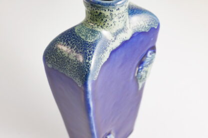 Hand Made Slab Built Small Bottle Vase Decorated In Our Aussie Kelp Glaze & Adorned With Shell Patterns 59