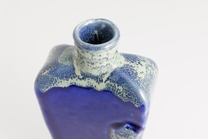 Hand Made Slab Built Small Bottle Vase Decorated In Our Aussie Kelp Glaze & Adorned With Shell Patterns 62