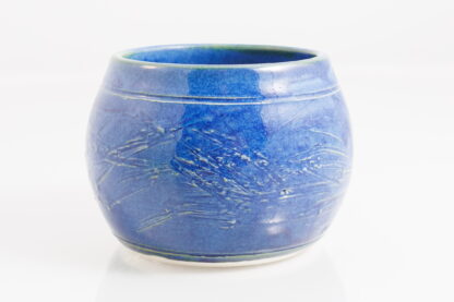 Hand Made Wheel Thrown Bowl With Carved Decoration Glazed In Our Sapphire Blue Glaze 1