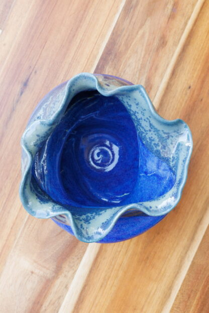 Hand Made Wheel Thrown Spiralled Pottery Vase Hand Decorated In Our Midnight Forest Glaze 4