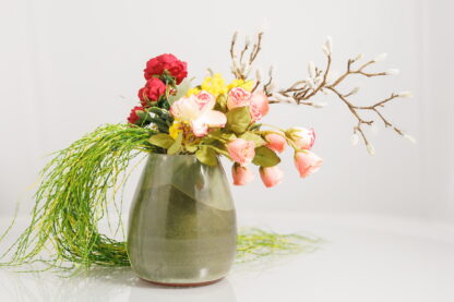 Hand Made Wheel Thrown Large Pottery Vase Decorated In Our Aussie Bush Glaze On Mahogany Clay 34