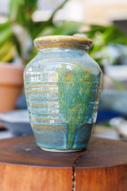 Hand Made Wheel Thrown Vase Decorated In Our Wacky Wombat Glaze On A White Speckle Clay Body 4