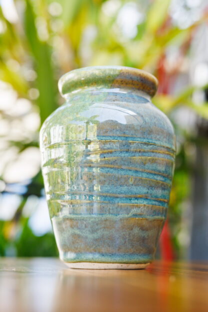 Hand Made Wheel Thrown Vase Decorated In Our Wacky Wombat Glaze On A White Speckle Clay Body 5