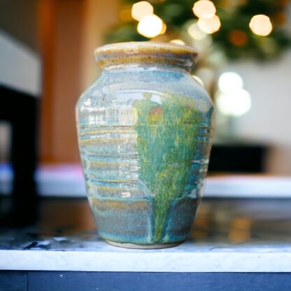 Hand Made Wheel Thrown Vase Decorated In Our Wacky Wombat Glaze On A White Speckle Clay Body 9