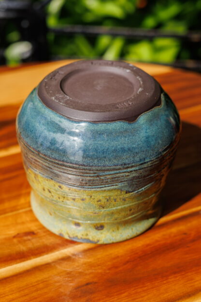 Hand Made Wheel Thrown Wave Pattern Pottery Bowl Decorated In Our Wacky Wombat Glaze 79