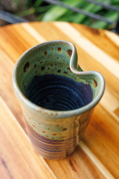 Wheel Thrown Hand Made Ribbed Vase Decorated In Our Wacky Wombat Glaze 0