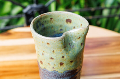 Wheel Thrown Hand Made Ribbed Vase Decorated In Our Wacky Wombat Glaze 3