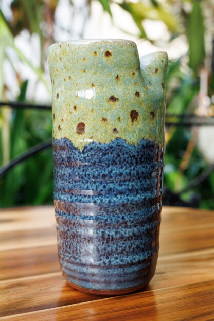 Wheel Thrown Hand Made Ribbed Vase Decorated In Our Wacky Wombat Glaze 4