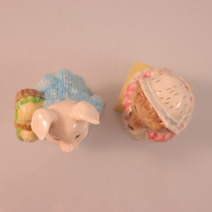 1989 & 2002 Beatrix Potter Figurines “mrs Tiggy Winkle Takes Tea” & “little Pig Robinson” By Royal Doulton & John Beswick 15