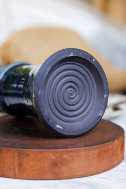 Hand Made Wheel Thrown Vase Decorated In Our Stonewash, Sapphire Blue & Aussie Bush (cover) Glaze 0