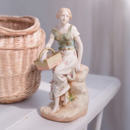 Austrian “amphora” Figurine Of A Lady With A Basket Circa Early 1900s 1600 23