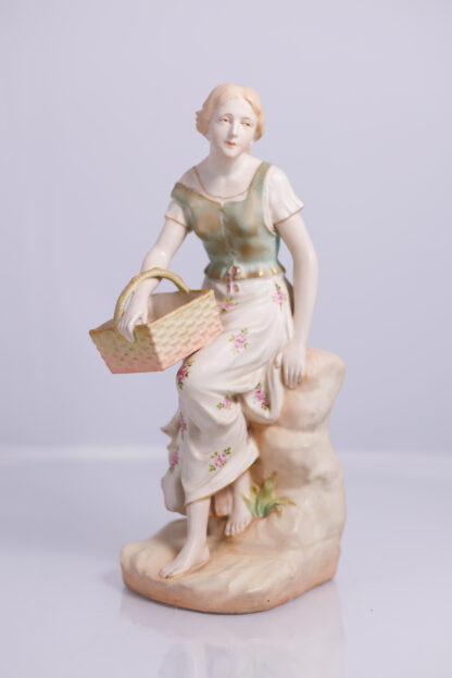 Austrian “amphora” Figurine Of A Lady With A Basket Circa Early 1900s 1600 57